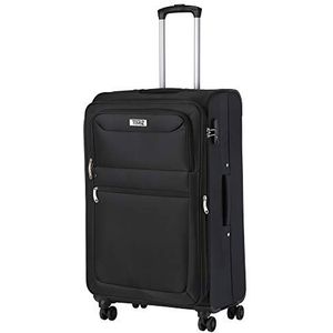 Travelz Softspinner Zachte Grote Reiskoffer met Expander - TSA Trolley 77cm dubbele wielen - Zwart