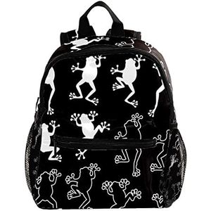 Zwart-witte kikker silhouet schattige mode mini rugzak pack tas, Meerkleurig, 25.4x10x30 CM/10x4x12 in, Rugzak Rugzakken