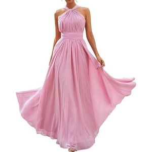 Chiffon bruidsmeisjesjurken voor dames, voor bruiloft, strapless galajurken, cocktailjurken, grote maten, roze, 32