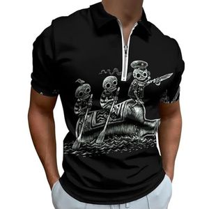Schedel Skeletten Half Zip Up Polo Shirts Voor Mannen Slim Fit Korte Mouw T-shirt Sneldrogende Golf Tops Tees XL