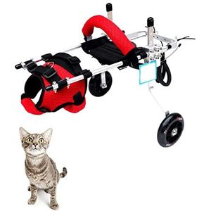 KROITY Kleine honden rolstoel, voor gehandicapte hond, kat, konijn, revalidatie, scooter, hondenwagen, verstelbaar, 2 wielen, huisdierrolstoel (0,8-8 kg)