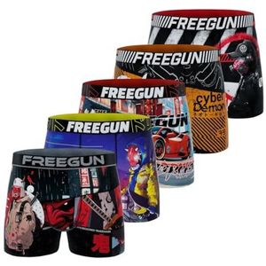 FREEGUN Originele boxershorts voor kinderen, zacht en ademend (5 stuks), Paars/Rood/Wit/Zwart, 10-12 Jaren