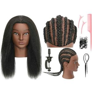 TIANYOUHAIR Mannequin Hoofd met Menselijk Haar met Stand voor Vlechten Styling Snijden Kleur Updos Bleken Verven Krullen Praktijk