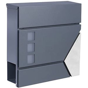 Brievenbus met Krantenrol V48 - Wandbrievenbus - Antraciet - Roestvrij Staal