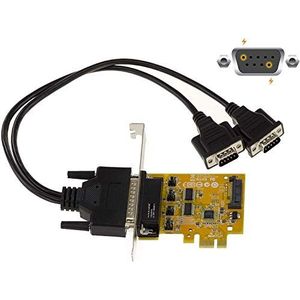 SUNIX SER6437SL 2-poort Seriële COM RS232 PCIe interface kaart met 16950 UART - Powered IO Serial met 5V of 12V - RS-232 / DB9 PCIe kaart. Incl. Low Profile slotblende.