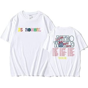 Travis Scott T-shirt Unisex ronde hals korte mouw dames heren T-shirts y2k kleding casual stijl hiphop grappige kleding - wit||S
