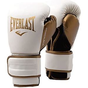 Everlast Powerlock2 Boxing Gloves White/Gold 14oz - Enhanced Performance and Style. Ideal Training Gloves for Boxing