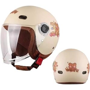 Motorfiets kinder 3/4 retro helmen, vintage open helm for 2-14 jaar for elektrische scooter, go-kart, crossmotor, kinderen(A10)