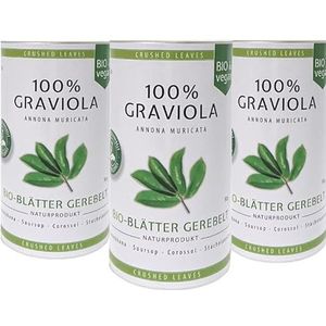 3 x 100% BIO GRAVIOLA GEREBELD (3 x 50 g) / NIEUWE oogst uit wilde collectie. Natuurlijk en onbehandeld. Biologische kwaliteit/theefein. Soursop. Guanabana. Corossol. Stechelannone.