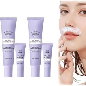 Facial Hair Removal Cream, Painless Facial Gentle Hair Removal Cream for Face and Body, Painless Formula, Lasting Smooth Skin, Instant (40ml+5ml, 2 Set)