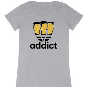 Addict T-shirt - voor dames - bedrukt in Frankrijk - 100% biologisch katoen - verjaardagscadeau Apéro Original Grappig, Grijs, XXL