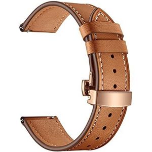 Lederen band Compatible With Samsung Galaxy Horloge 4 3 Classic Band 42mm / 46mm / Actief 2 40 mm 44mm / 41mm / 45mm 20mm 22mm horlogeband armband riem (Color : Brown rose gold, Size : For Active2 4