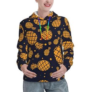 MDATT Gouden ananas dames kerst hoodies lange mouwen sweatshirts herfst outfits oversized casual mode jassen, Zwart, XXL