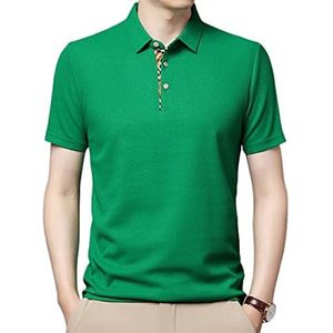 Poloshirt Men Performance PoloS Katoen Solid Color Tennis T-Shirt Collared Collared Regely Fit Slim Fit Quick Dry Short Sleeve Sport Soft Zacht, comfortabel en ademend. (Color : Green, Size : XXL)