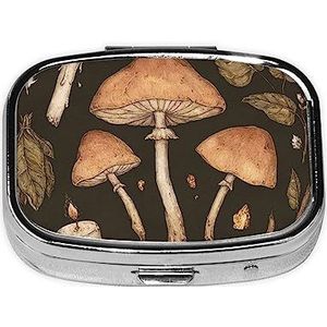 Paddestoel Art Gedrukt Pillendoosje 2 Compartiment Geneeskunde Pil Organizer Draagbare Kleine Pil Case voor Pocket Of Portemonnee Pillendoos