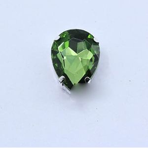 4-40MM 24-Kleuren Naai op Water Drops Strass Crystal Zilveren Klauw Knop Teardrop Voor Sieraden/Jurk Tas Schoen Diy Trims-Gras groen, 6x10mm 20Pcs