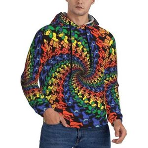GUOLGP Beer Dansen Tie Dye Print Heren Hooded Sweatshirts Casual Lichtgewicht Zachte Trui Voor Herfst Lente Winter, Zwart, S