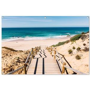 Tuinposter - 120x80 cm - Strand - Trap - Portugal