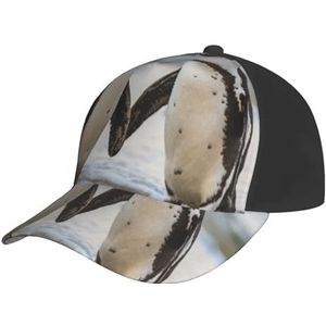 Honkbalpet met dierenpinguïns, uniseks, casual, outdoor, sport, verstelbare baseballpet voor mannen en vrouwen, Zwart, Eén Maat-M