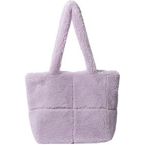 ALINUOYQ Lamswol Tote Bag Vrouwen Grote Pluche Tote Lichtgewicht Fuzzy Schoudertas Harige Oksel Tas Shopper Satchel Tas, Paars, 250.00x160.00x140.00mm/9.84x6.3x5.51inch