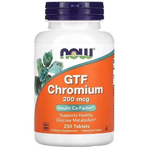 Now Foods I GTF Chromium 200mcg I Insulin Co-Factor I Vegetarisch I Vegan I 250 tabletten