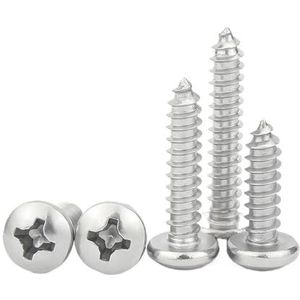 Zelftappende houten schroeven, RVS kruiskopschroeven met ronde kop, zelftappend, verpakking van 100 stuks, verschillende maten(14mmx100pcs,M3.5)