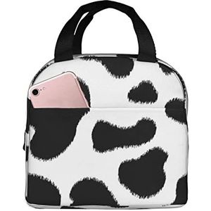 JYQCNSMJYB2 Zwart-witte Luipaardprint Geïsoleerde Lunch Bag Lichtgewicht, Draagbare Doos Tote Bag Houdt Voedsel Warm/Koud voor Uren