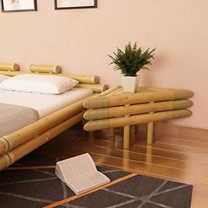 AUUIJKJF Tafels Nachtkastjes 2 stuks 60x60x40 cm Bamboe Natuurlijke Meubels