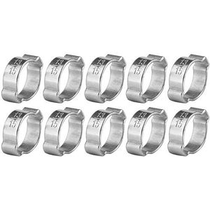 Wendry Slangklemmen, oorklemmen, twee-oor-slangklem van verzinkt roestvrij staal, slangklem, 5-23 mm voor fule-benzinebuis, clip (10 stuks) (13-15 mm)