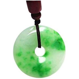 Chinese smaragd hanger, smaragd ketting Natuurlijke groene jade handgesneden Lucky Jade hanger touw ketting 35 mm