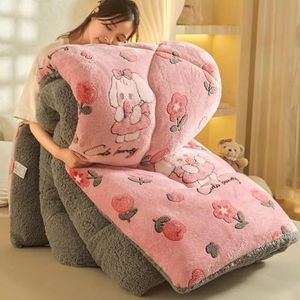 HHDOMLTH Lamsfluwelen stof winter quilt, dikke warme kasjmier quilt kern, dubbelzijdige dikke ademende winter warme quilt, dekbed geschikt voor thuisgebruik (roze, 200 x 230 cm (5 kg))