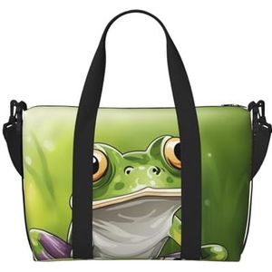 XTYGETY Cartoon Kikker Rits Tote Tassen Voor Vrouwen Ruime Reistas Voor Weekend Uitstapjes Duffle Bag Voor Mannen, Zwart, Eén maat