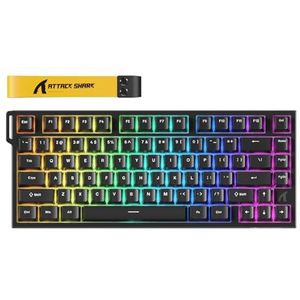 ATTACK SHARK R82 HE 8000Hz Rapid Trigger Toetsenbord, 0.005mm RT Nauwkeurigheid Gaming Toetsenbord 75%, Snap Tap, Magnetische Schakelaar, Verstelbare Actuatie, RGB Licht, PC/Mac, Zwart