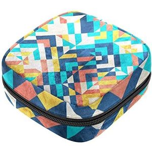 Maandverband Opbergtas, Geometrische Kleur Menstruatie Cup Pouch, Draagbare Maandverband Pads Opbergzakken Vrouwelijke Menstruatie Eerste Periode Tas voor Tiener Meisjes Vrouwen Dames