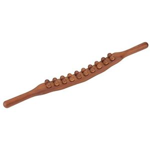 Guasha Massagestaaf, Handheld Guasha massagestick, 20 kralen, vermoeidheidsverlichting, 22,8 inch, beukenhout voor salon voor schouder