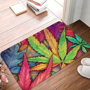 YNCATXZ MultiColor Leaf Weed Art deurmat 40 x 60 cm antislip binnen en buiten mat welkomstmat wasbaar deurmat voor entree, deurmat, absorberende flanellen badmatten