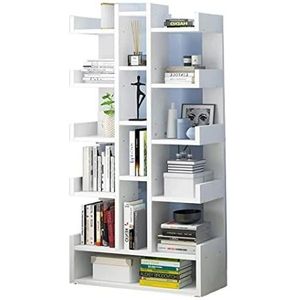 Boekenplank Boekenkast 16 Tiers Boekenplank Vloer Huishouden Eenvoudige Plank Eenvoudige Moderne Studenten Boekenkast Kantoor Kast Boek Planken Wandgemonteerde Boekenplank (Color : White, Size : 54*