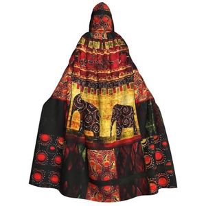 WURTON Halloween Kerstfeest Afrikaanse Olifant Patchwork Print Volwassen Hooded Mantel Prachtige Unisex Cosplay Mantel