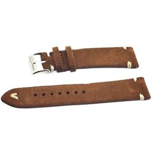 Jeniko Bruin Horlogebanden Band Horlogeband Suède Mannen Vrouwen Echt 18mm 20mm 22mm Horlogeband Horloge Riem (Color : Brown-White Line, Size : 22mm)