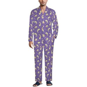 Schattige Axolotl1 pyjama voor heren, tweedelige pyjamaset met knopen, nachtkleding met lange mouwen, top en broek, loungewear