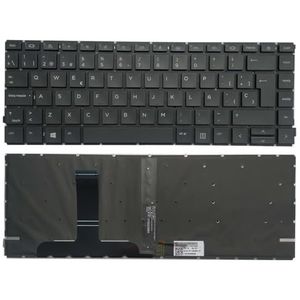Verlicht Amerikaans/Brits/Spaans/Latijns toetsenbord voor HP ProBook 14 445 G8 440 met palmrest, bovenste cover en touchpad(Spanish Keyboard)