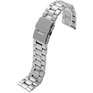 Roestvrij staal gebogen uiteinde metalen band 18 mm 20 mm 22 mm 24 mm geschikt for Seiko SKX007 geschikt for Rolex luxe armband horlogebandaccessoires (Color : Silver-Curved, Size : 18mm)
