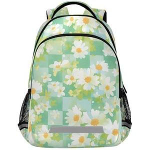 Wzzzsun Plaid tartan zonnebloem bloemen rugzak boekentas reizen dagrugzak school laptop tas voor tieners jongen meisje kinderen, Leuke mode, 11.6L X 6.9W X 16.7H inch