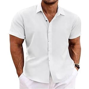 Herenoverhemden Met Korte Mouwen, Vlekbescherming, Vrijetijdsoverhemd, Stretchoverhemden For De Zomer, Zakelijk Overhemd For Formele Bruiloften heren t-shirt(XXL)