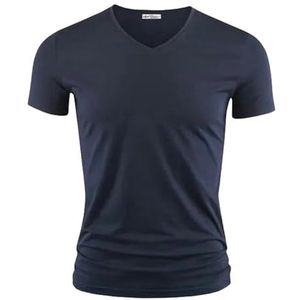 LQHYDMS Heren T-shirt Heren T-shirt Pure Kleur V Kraag Korte Mouwen Tops Tees Mannen T-Shirt Zwarte Panty Man T-shirts Fitness voor Mannelijke Kleding, Blauwe V-hals, M