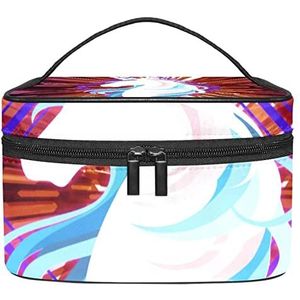 Make-up Organizer Bag, Travel Makeup Bag Organizer Case Draagbare Cosmetische Tas voor Vrouwen en Meisjes Toiletartikelen Eenhoorn Rood, Meerkleurig, 22.5x15x13.8cm/8.9x5.9x5.4in