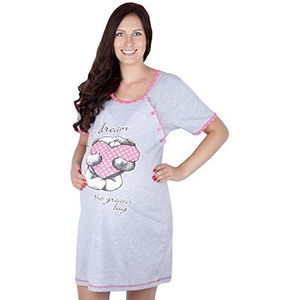 Mija - 2-in-1 Mooi borstvoedingsnachthemd & zwangerschapsnachthemd nachthemd 2056 U, roze, L