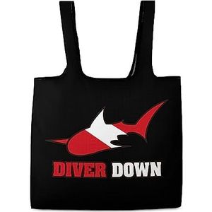 Diver Down Flag Shark Herbruikbare Boodschappentas Opvouwbare Boodschappentas Opslag Tote Tassen met Handgrepen voor Werk Reizen