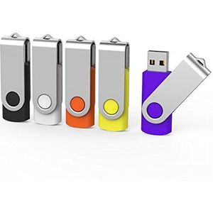 Aiibe 5 stks 8 GB USB Flash Drive Pendrives Duim Stick (5 Kleuren: Zwart Rood Geel Wit Paars)