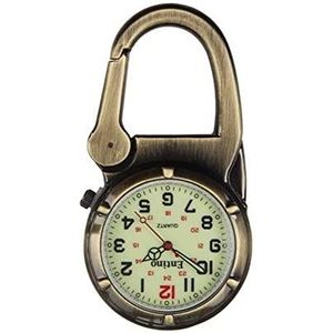 Entino Unisex zak FOB horloge Clip op karabijnhaak lichtgevend gezicht Stevige artsen Verpleegkundigen analoge weergave quartz uurwerk (Antiek Brons)